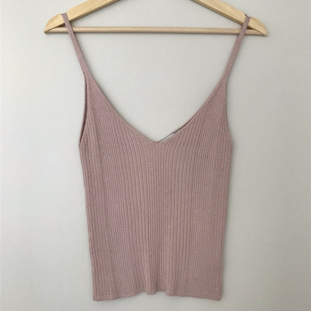 Light pink knit strappy top